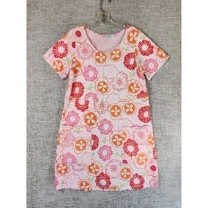 Fresh Produce Pink Floral Shift Dress Women Small Cotton Beach Summer Fun VTG